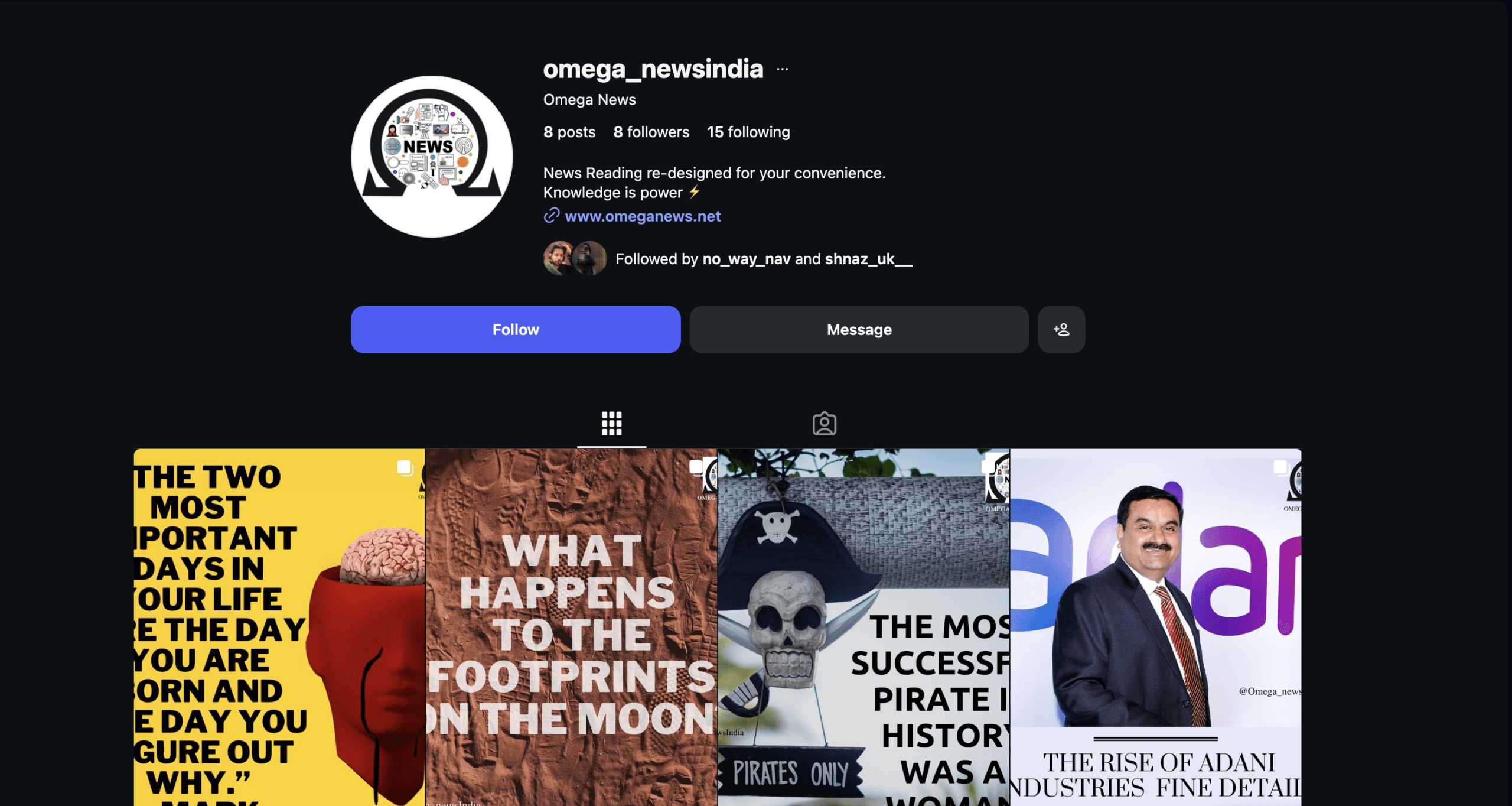 Omega News Instagram page