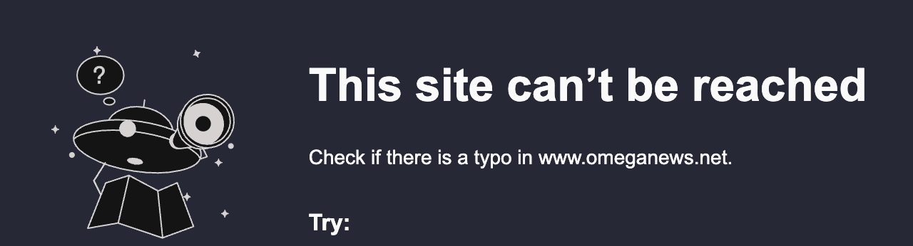 Omega News site cannot be reached