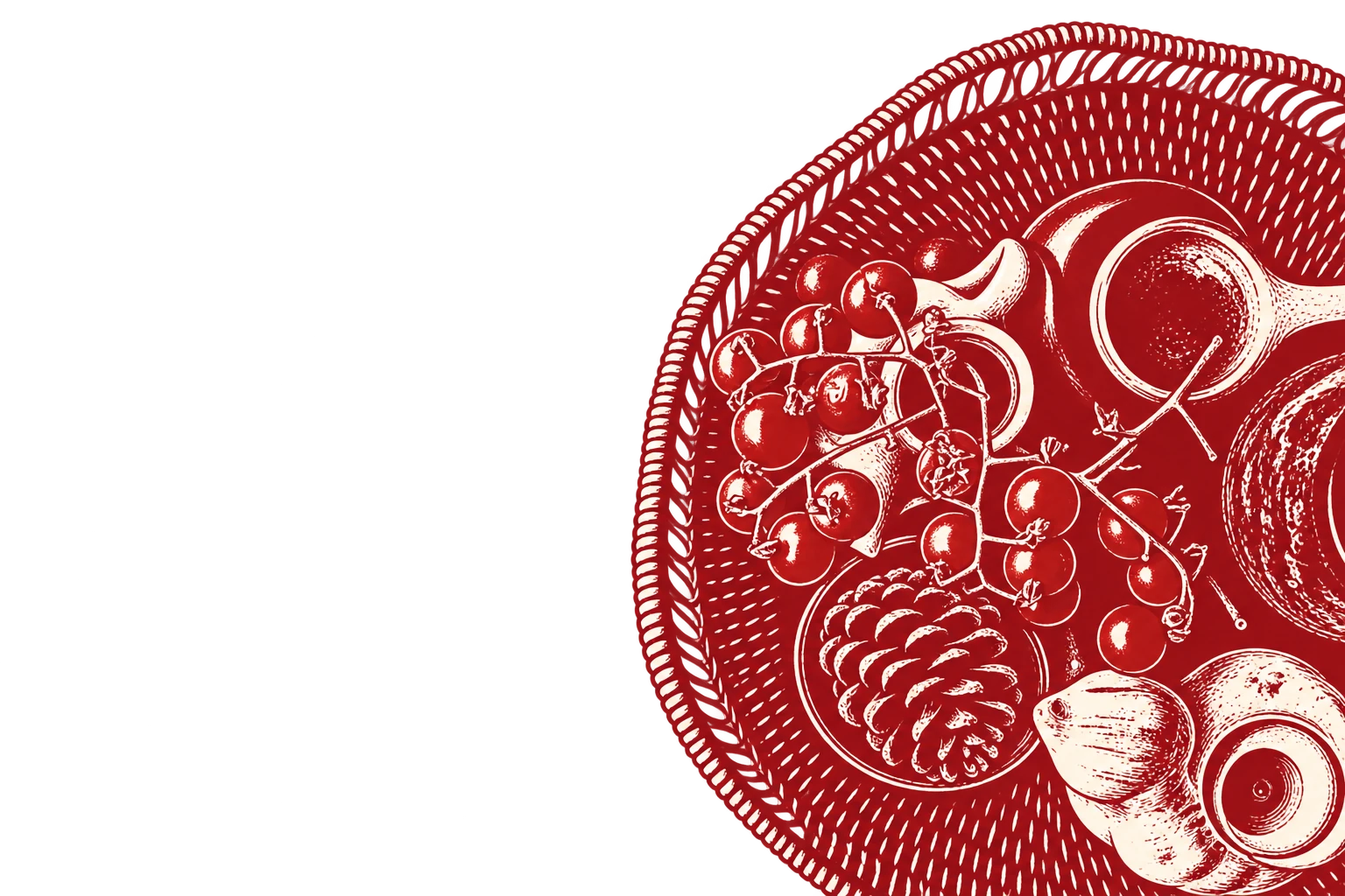 Red editorial silhouette of a still life basket