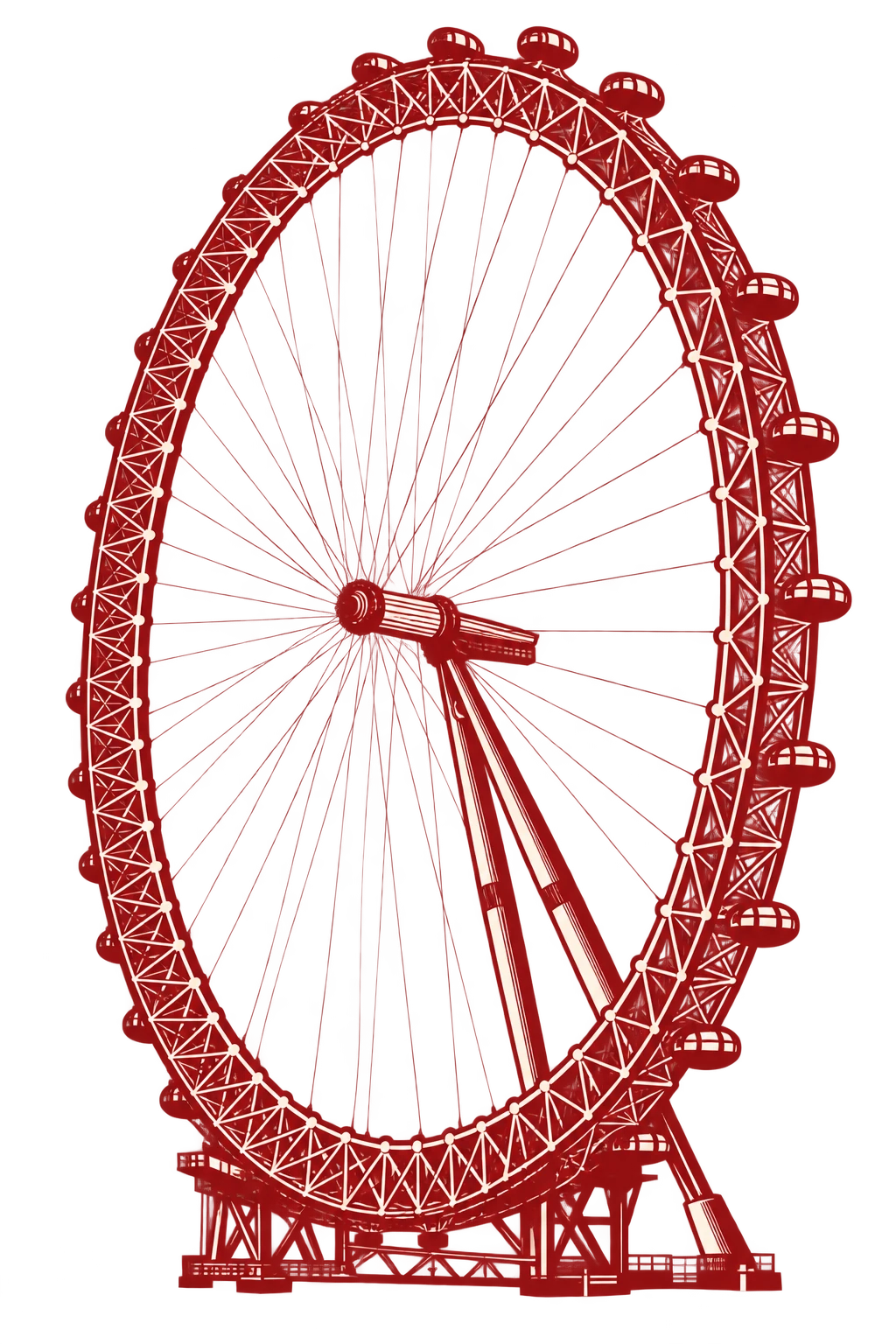 Red editorial silhouette of the London Eye